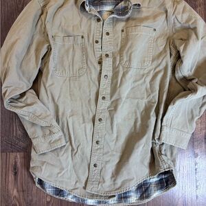 L.L. Bean Gray chore jacket with Blue Plaid flannel Lining